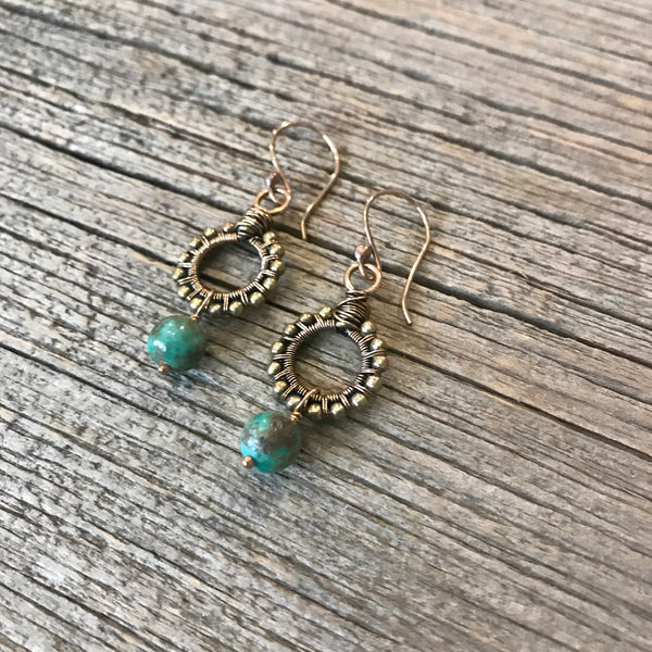 Turquoise & Bronze Earrings Item# E1500-10