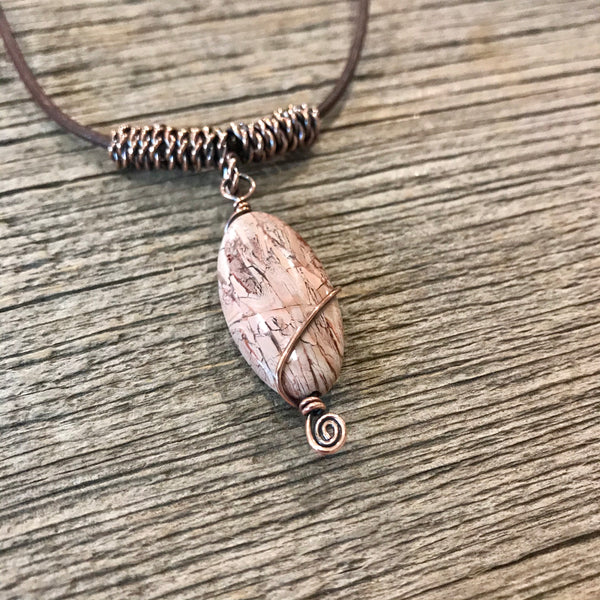 Jasper & Copper Twist Necklace Item# N1900-12