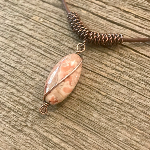 Jasper & Copper Twist Necklace Item# N1900-13
