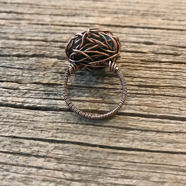 Bronze & Apatite Nest Ring Sz 9 1/2 Item# R1550-1