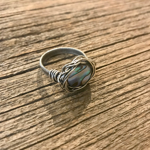 Abalone and Sterling Silver Nest Ring Sz 10 Item# R1800-8