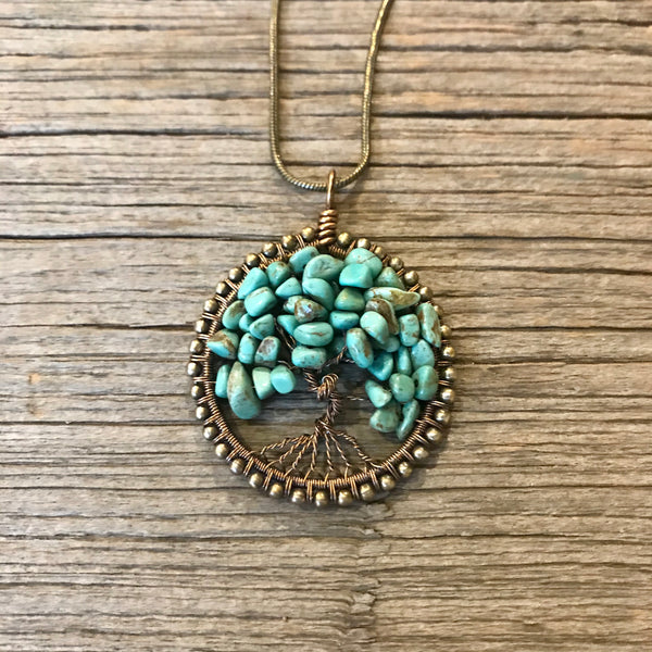 Turquoise Tree of Life Necklace Item# N2400-15