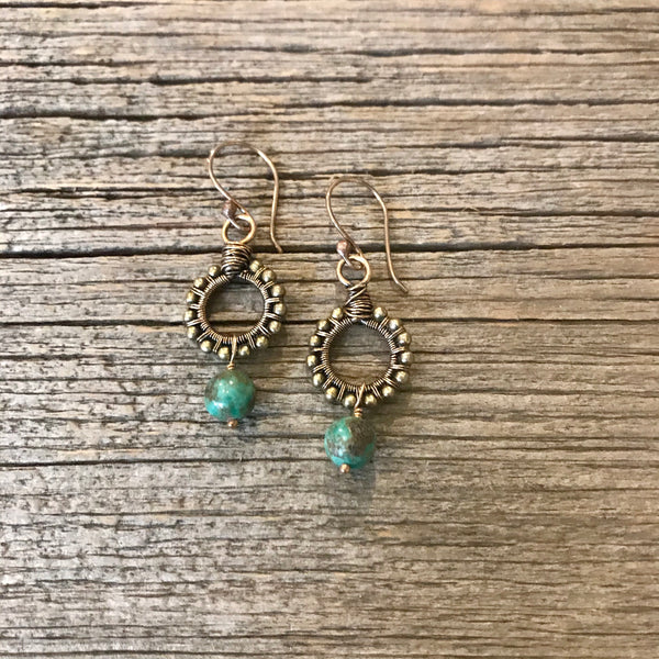Turquoise & Bronze Earrings Item# E1500-10