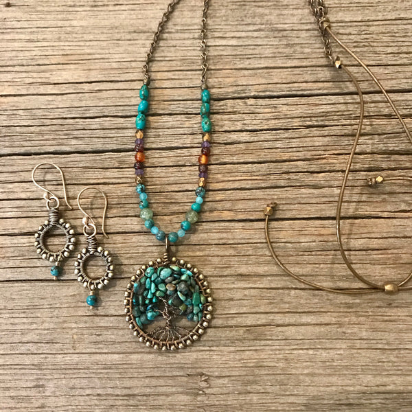 Turquoise & Bronze Earrings Item# E1400-9