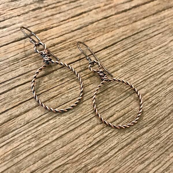 Twisted Copper Hoop Earrings Item# E875-1