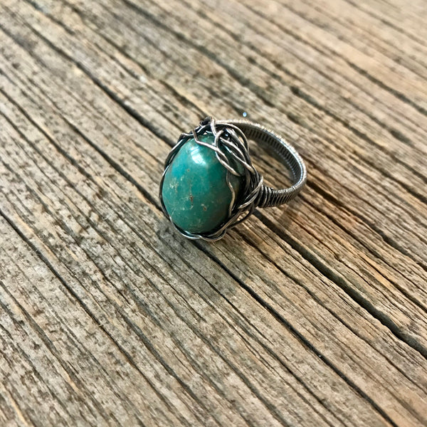Turquoise and Sterling Silver Nest Ring Sz 8 1/4 Item# R1800-9