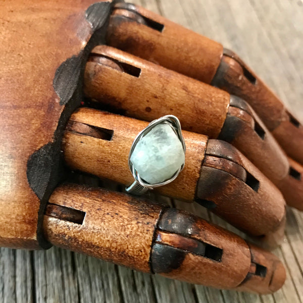 Aquamarine and Sterling Silver Nest Ring Sz 9 1/2 Item# R1800-13
