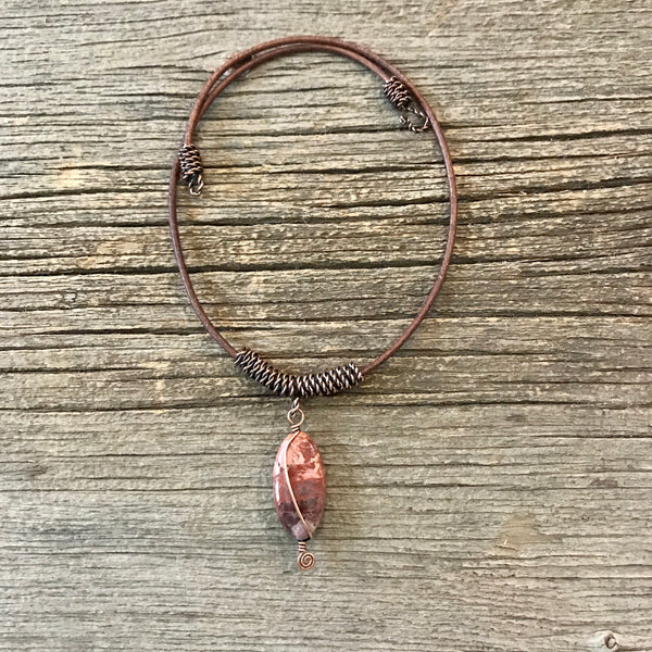 Jasper & Copper Twist Necklace Item# N1900-15