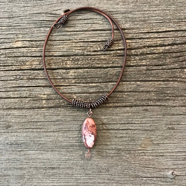 Jasper & Copper Twist Necklace Item# N1900-15