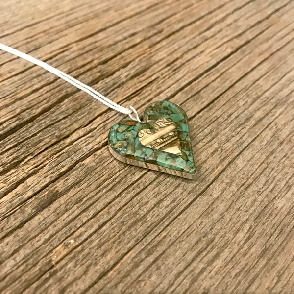 Sterling Silver & Turquoise Open Heart Necklace Item# N3900-7