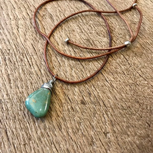 Artisan Silver Capped Turquoise Pendant Item# N1500-3