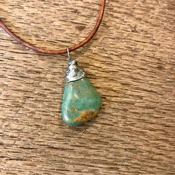 Artisan Silver Capped Turquoise Pendant Item# N1500-3