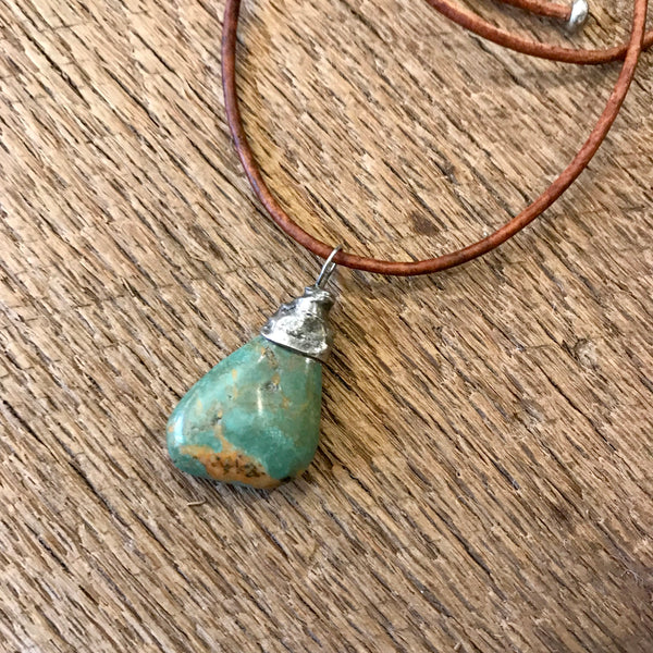 Artisan Silver Capped Turquoise Pendant Item# N1500-3